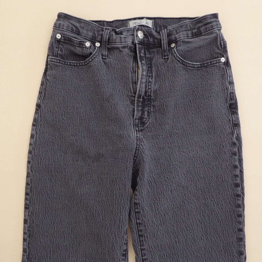 Madewell The Perfect Vintage Straight Jean Womens Size 29 Black Gray Raw Hem - Picture 2 of 12